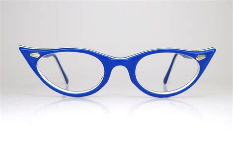 vintage 50s sapphire blue cat eye eyeglasses frames