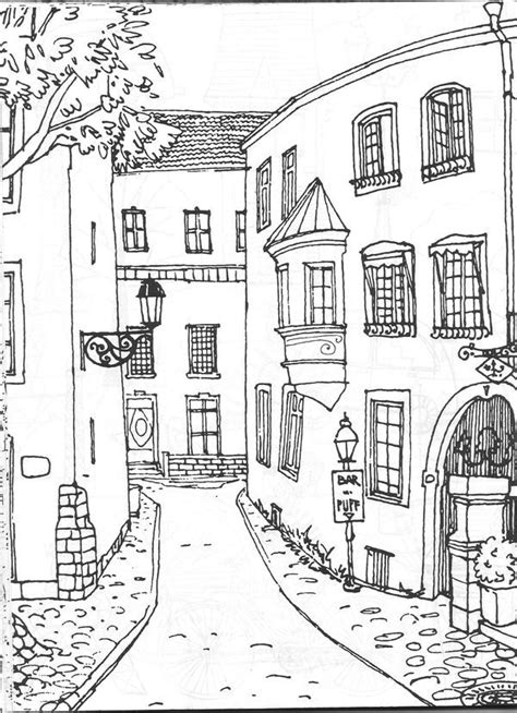 architecture colouring page house drawing house sketch city