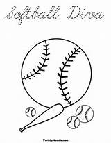 Coloring Balls Many Pages Softball Baseball Color Ball Girls Printable Sports Bat Twistynoodle Trace Print Girl Diva Party Cute Sleep sketch template