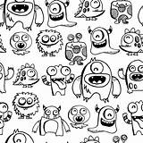 Monster Doodle Drawings Drawing Monsters Cute Doodles Cartoon Silly Choose Board Creature Kawaii Vector Illustration sketch template