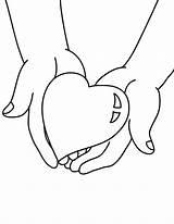 Hands Heart Holding Coloring Pages Big Drawing Color Give Hand Kids Drawings Valentine Printable Print sketch template