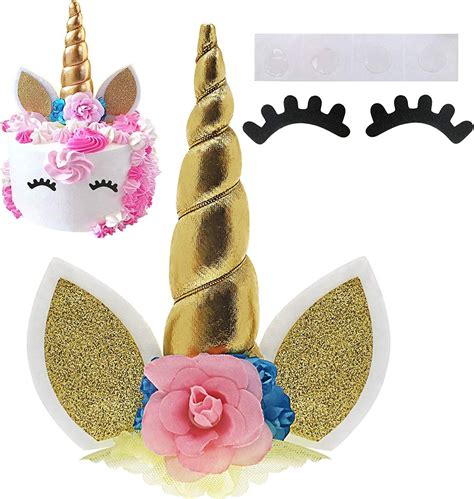 buy unicorn cake topper  eyelashesgold unicorn horn ears