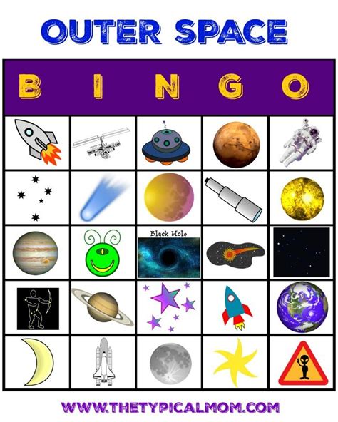 outer space bingo space activities space activities  kids space