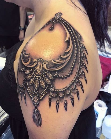 stunning shoulder tattoo with lace design modern tattoos dope tattoos