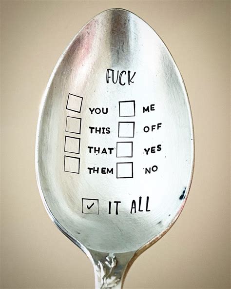 Funny Fuck It All Hand Stamped Spoon Stamped Cutlery Etsy Canada