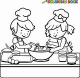 Stirring Coloring Kitchen sketch template