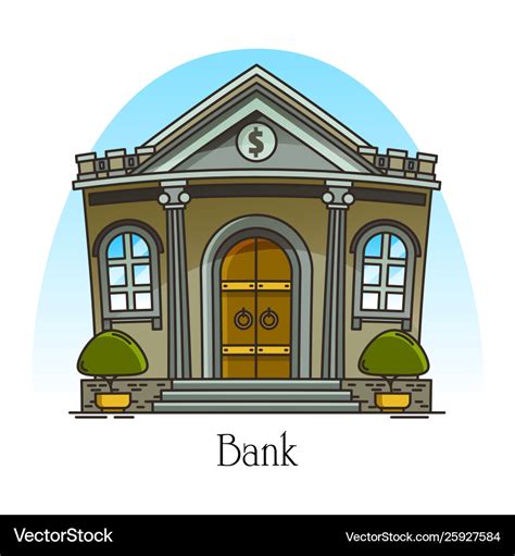 cartoon bank building  columns banking vector image