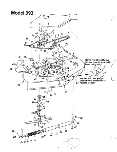 mowing deck diagram parts list  model  mtd parts riding mower tractor parts