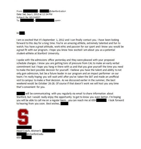 college athletic recruiting letter