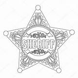 Sheriff Coloring Star Badge Stock Depositphotos Template Vector Pages sketch template