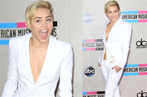 Miley Cyrus Goes Braless Beneath Sexy Tuxedo Jacket At American Music