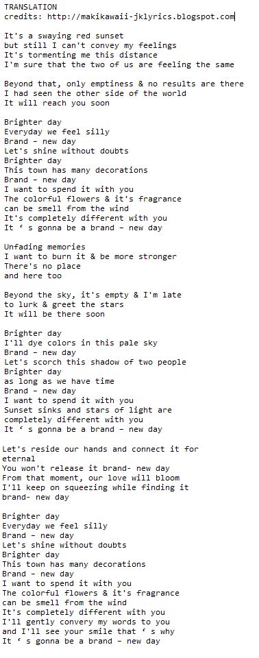 random jpop and kpop lyrics translations keita brand new day lyrics translation