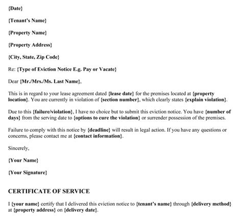 eviction notice templates notices  quit  word