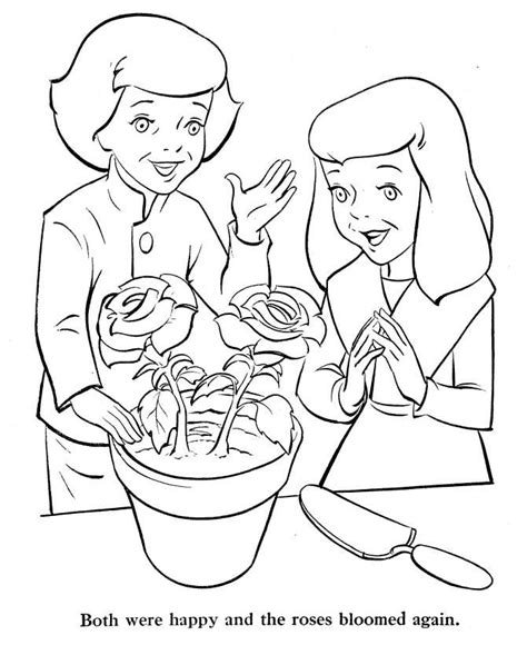 snow queen coloring page  rose blooms