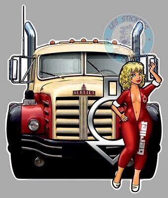sticker pinup road nice truck truck vintage  berliet pinup bc ebay