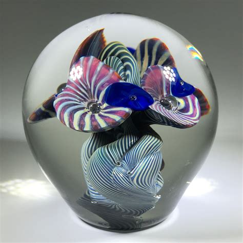 Signed Henry Summa Art Glass Paperweight Complex Modern Design The