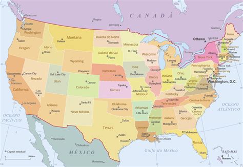 mapa politico dos estados unidos
