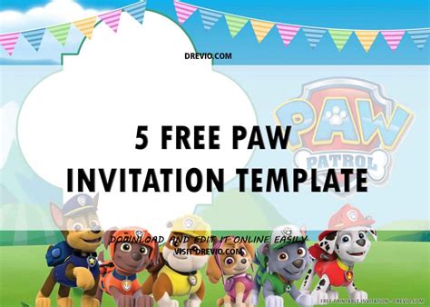 printable paw patrol birthday invitation template