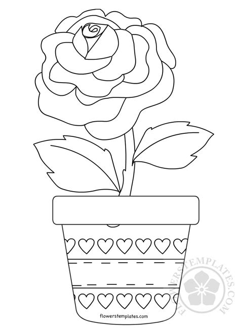 rose flower  pot coloring page flowers templates