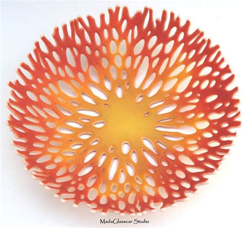 Sunset Coral Fused Glass Bowl Etsy Fused Glass Bowl