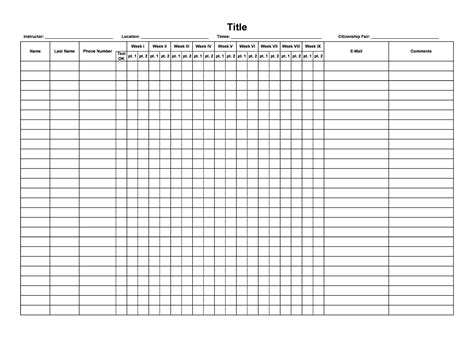 class attendance roster template hq template documents