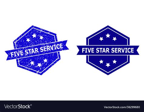 hexagonal five star service watermark with rubber vector image