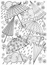 Coloring Zentangle Rain sketch template