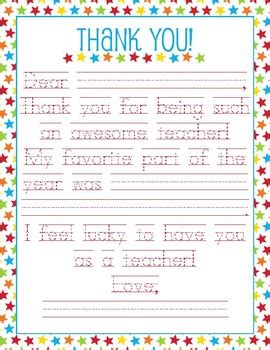 teacher appreciation letter traceable fill   blank note tpt