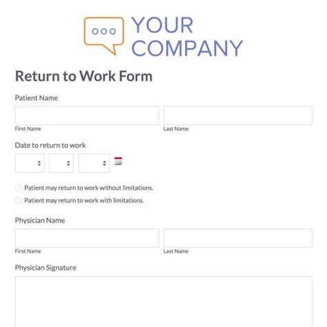 return  work form template formstack