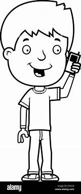Talking Phone Boy Cartoon Teenage Illustration Alamy sketch template