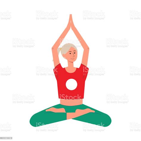 cartoon woman sitting  yoga meditation pose  crossed legs arte