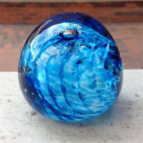 One Of A Kind Blue And White Glass Blown Paperweight Glass Paperweights