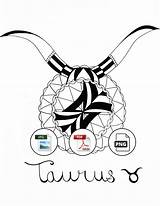 Taurus Astrological Mandala Zentangle sketch template