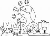 March Coloring Clipart Pages Month Bunny Spring Easter Clip Kids Months Sheets Colouring Outline Printable Year Word Graphics Clipground Flower sketch template