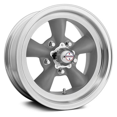 american racing vnd torq thrust  pc wheels gray  machined lip rims