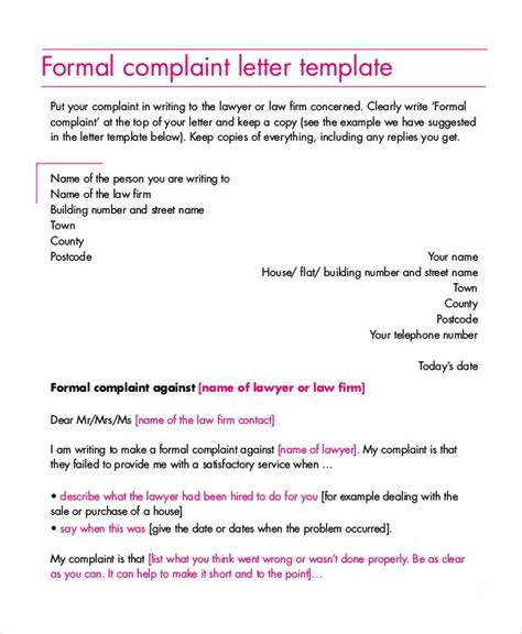 claim letter sample formal letters complaint  word  documents