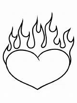 Coloring Pages Flame Fire Heart Popular Colouring sketch template