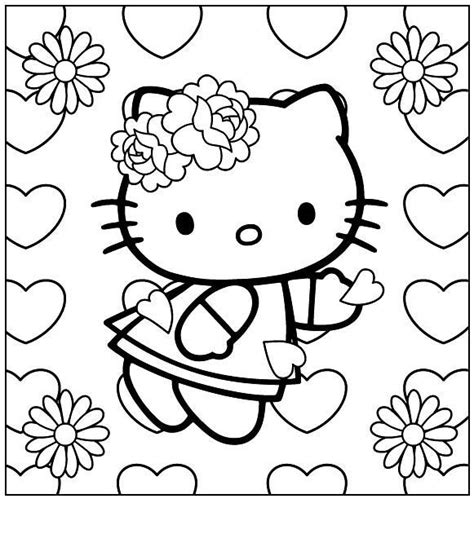 kitty wearing  ribbon flower coloring page