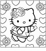 Coloring Kitty Hello Pages Flower Colouring Valentines Kids Flowers Christmas Choose Board sketch template