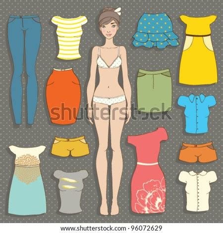 cute dress  paper doll body template stock vector illustration