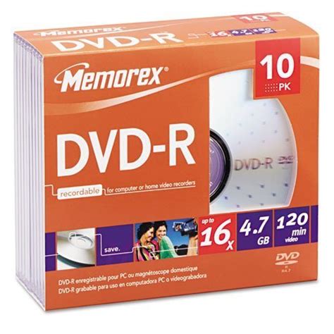 Memorex Disc Dvd R 4 7gb 10 Pk Slim