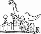 City Tyrannosaurus Coloring Destroys Pages Dinosaur Rex Printable Color Theropod Tarbosaurus Categories Clipart Supercoloring sketch template