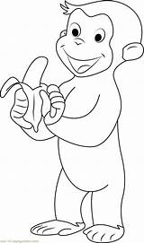 George Curious Coloring Pages Printable Banana Eating Monkey Para Educative Salvat Educativeprintable Pe sketch template