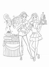 Barbie Coloring Pages Birthday Cake Party Colouring Balloons Presents sketch template