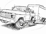 Truck Ford Coloring Pages Old Trucks Drawing Drawings Sketch Pick F100 Pickup F350 Colouring 4x4 Printable 1973 Adult 1953 Vintage sketch template