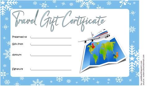 travel gift certificate template  templates