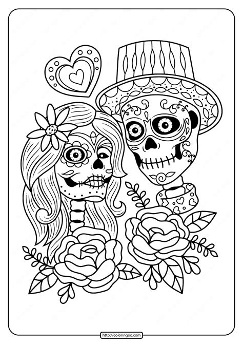 printable day   dead couple  coloring page