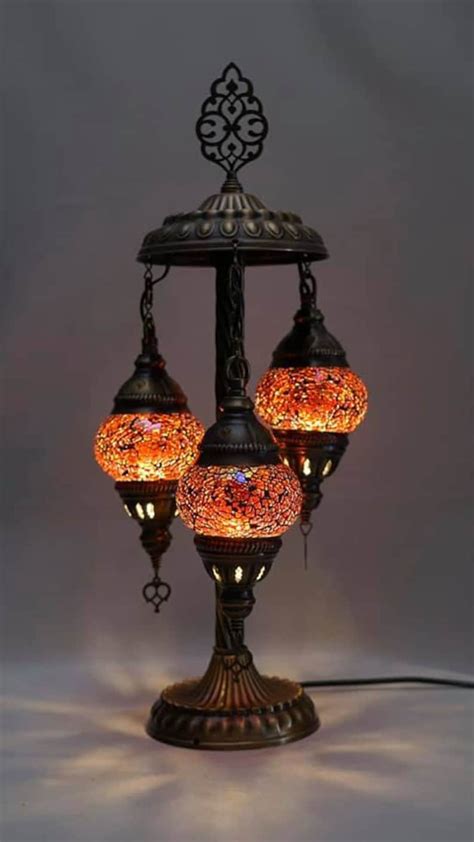 3 Globe Mosaic Table Lamp Handmade Table Lamp Turkish Table Etsy