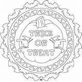 Halloween Mandala Coloring Adult Treat Trick Bats Designs Books Embroidery Witches Pages Bewitched Printable Happy Whimsical Corn Plenty Freeform Decorate sketch template