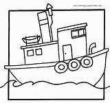 Coloring Pages Boats Tugboat Boat Kids Cartoon Bateau Children Printable Colouring Transportation Color Drawing Clipart Dessin Colorier Cliparts Print Sheets sketch template